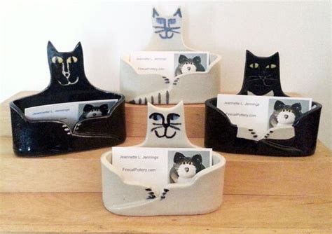 tuxedo cat business card holder